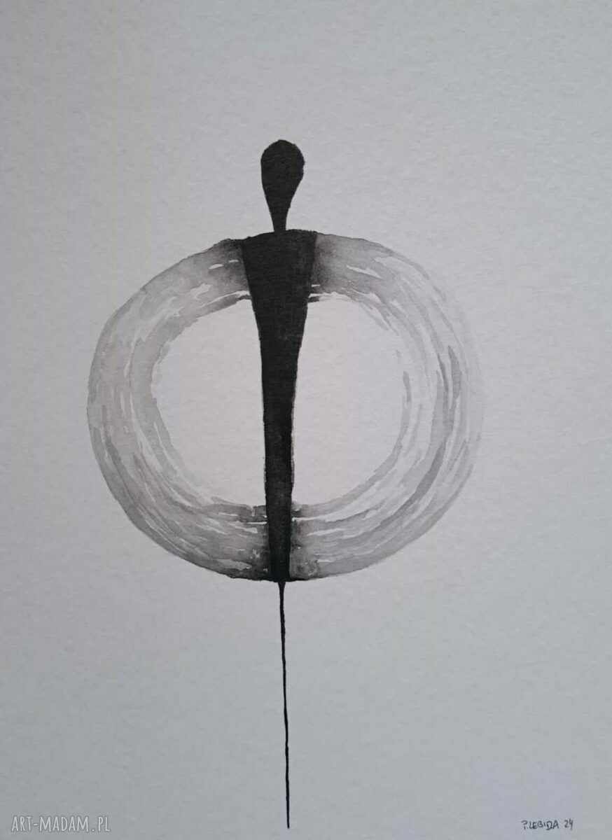 Dwie akwarele z postaciami - komplet 32 x 24 cm (szaro-czarne)