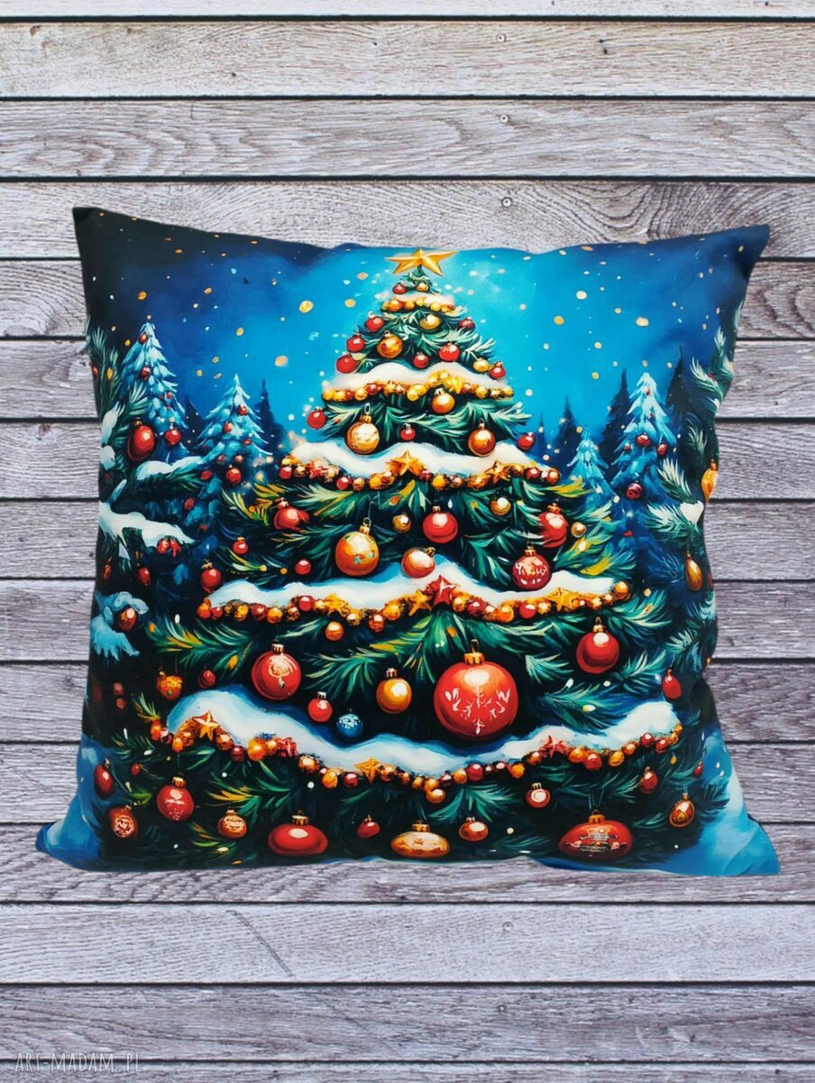 Poszewka dekoracyjna „Choinka” na 45x45 cm - świąteczny akcent do domu