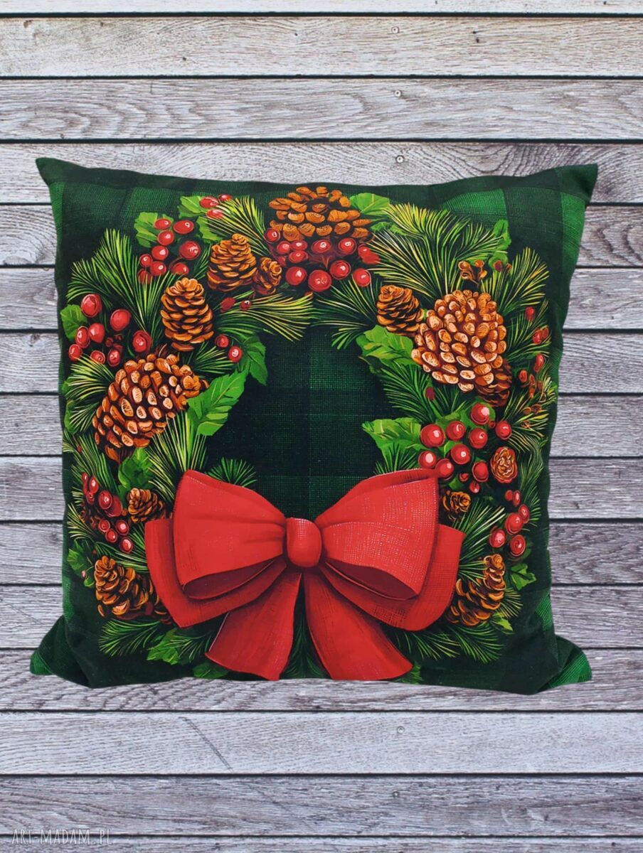Poszewka dekoracyjna Wianek 45x45 cm z weluru tapicerskiego