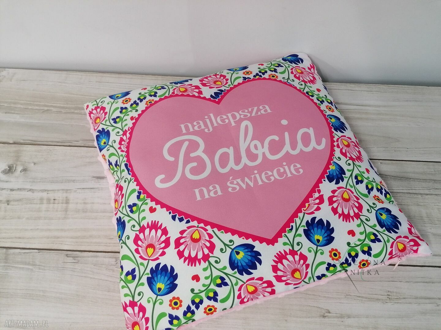 Poszewka na poduszkę dla Babci 40x40 - ręcznie robiona