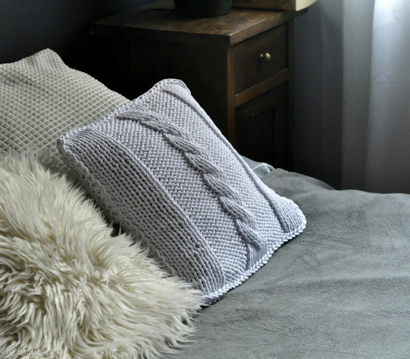 Poszewka poduszkę sznurek drutach dom dekoracja