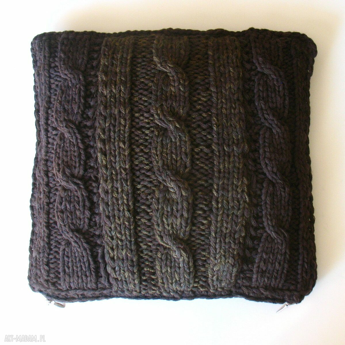 Poszewka poduszkę włóczka nietuzinkowa wykonana drutach