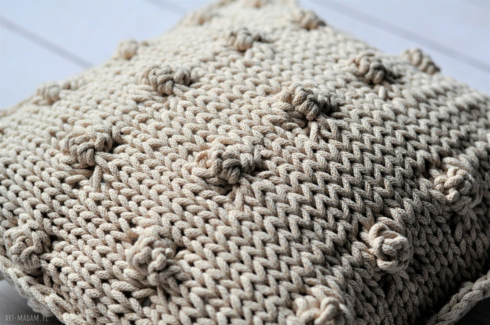 poduszki: poszewka ze sznurka Hand Made