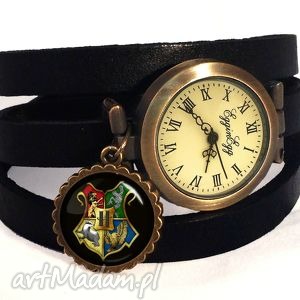 hogwart - zegarek bransoletka na skórzanym pasku - kolorowe