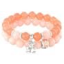 autorskie bransoletki powder pink & peach jade with & teddy bear