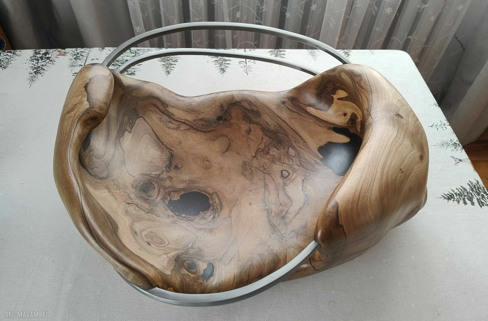 Kosz na owoce z drewna dekoracja Power Carving