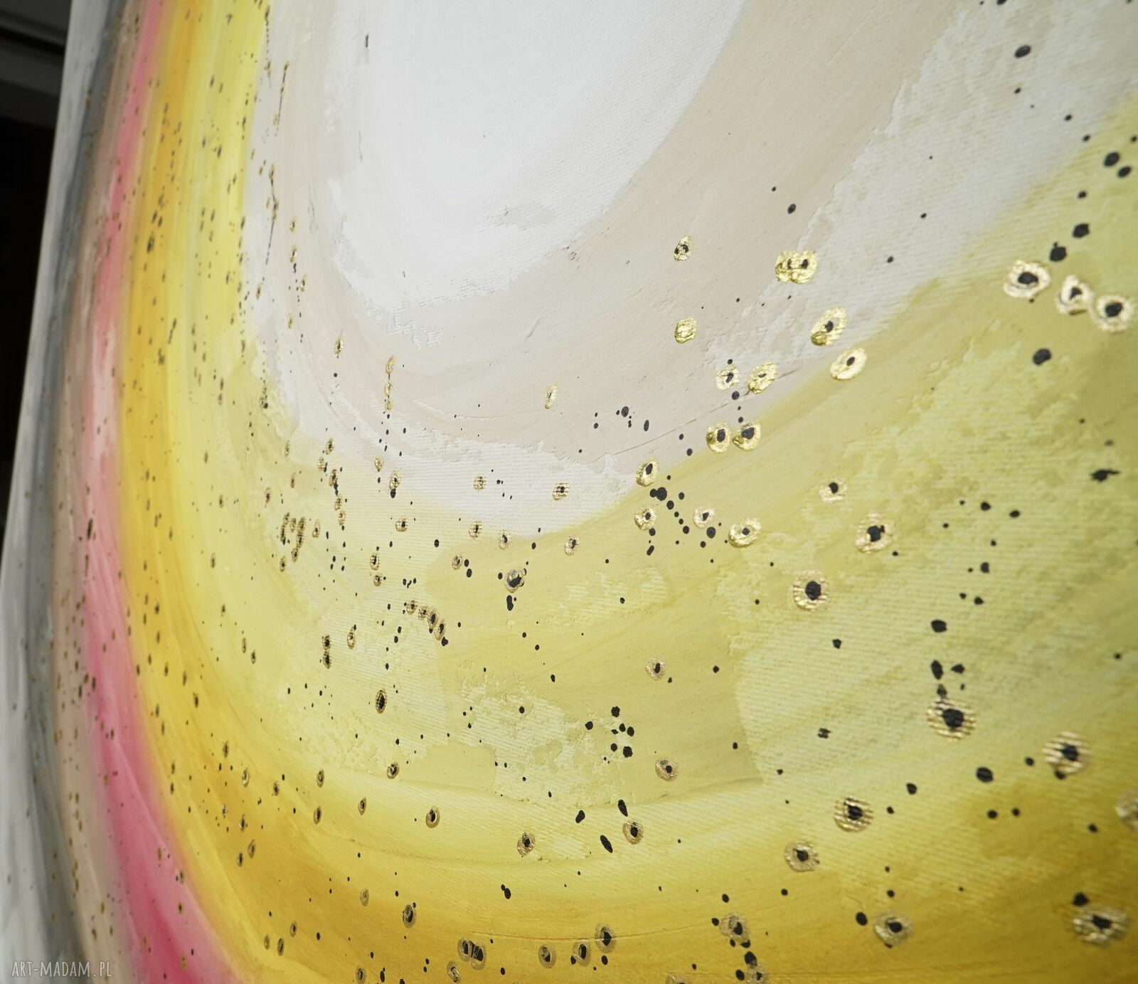Powiew 9 - abstrakcyjny obraz akrylowy 100x100 cm z fakturą i czarnymi bokami