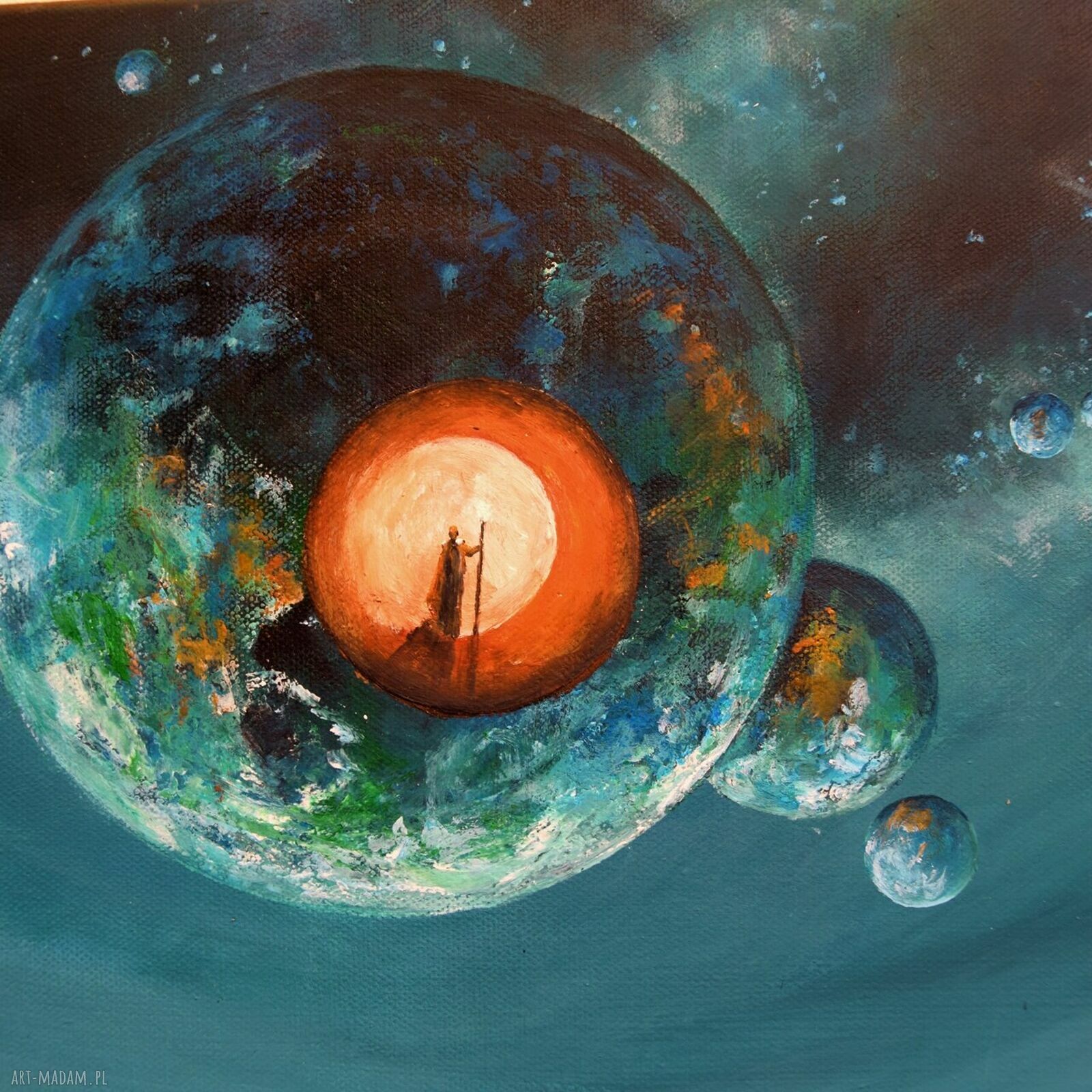Powitanie XVI - surrealizm i realizm magiczny, obraz akrylowy 30 x 40 cm