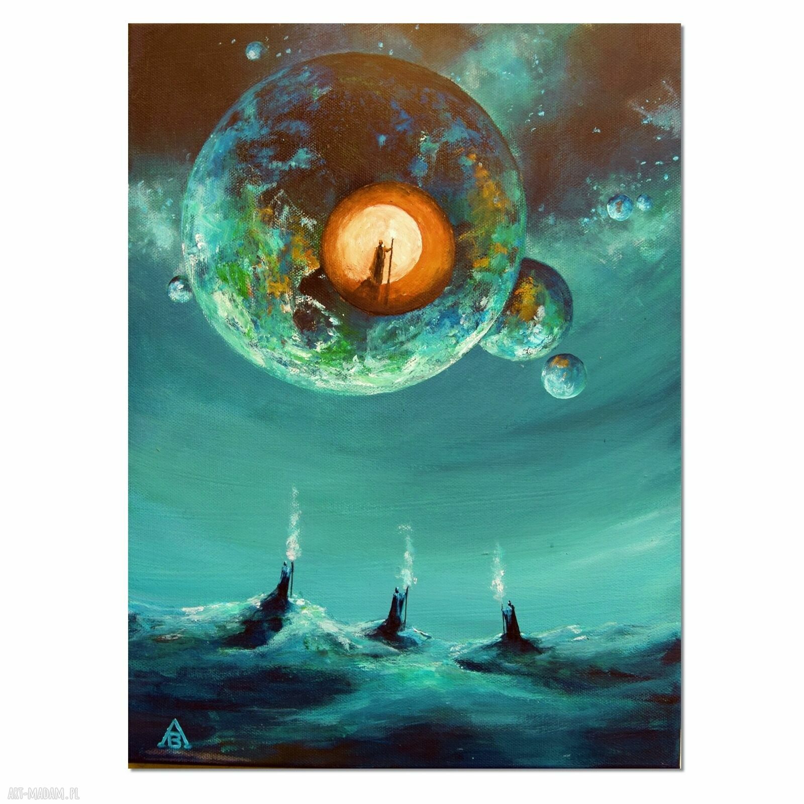 Powitanie XVI - surrealizm i realizm magiczny, obraz akrylowy 30 x 40 cm