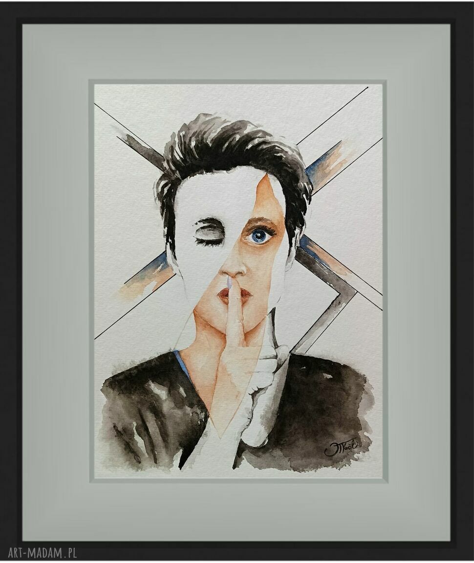 Poza granicą słów - oryginalna akwarela portret kobiety 32x24 cm