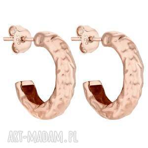 sotho kolczyki duże grube gniecione półkola z różowego złota