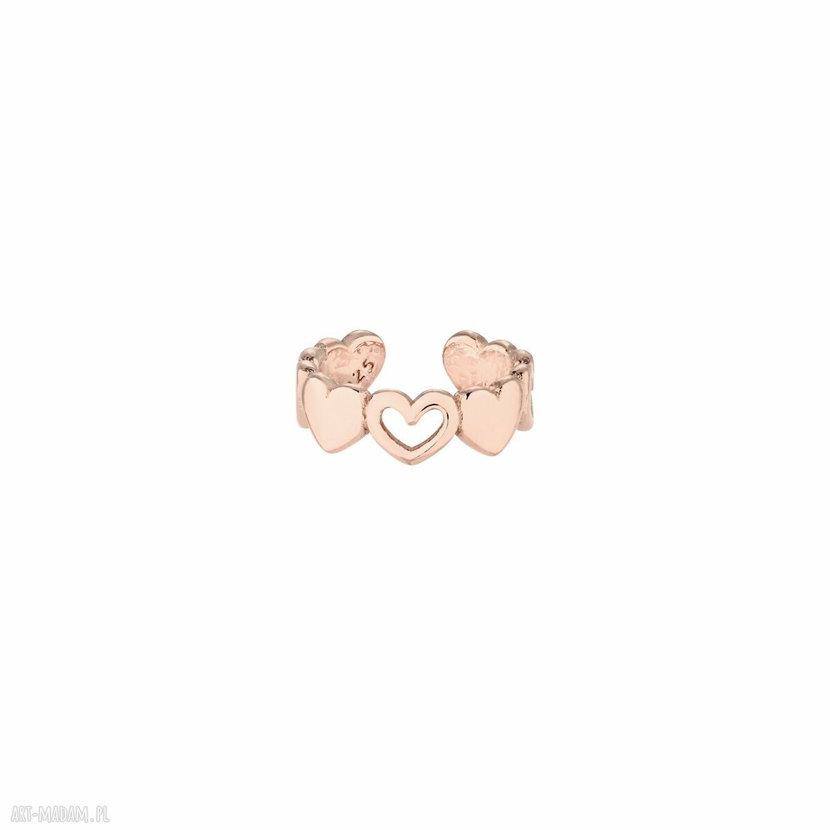 Nausznica serduszkami różowego złota pozłacana serca love miłość