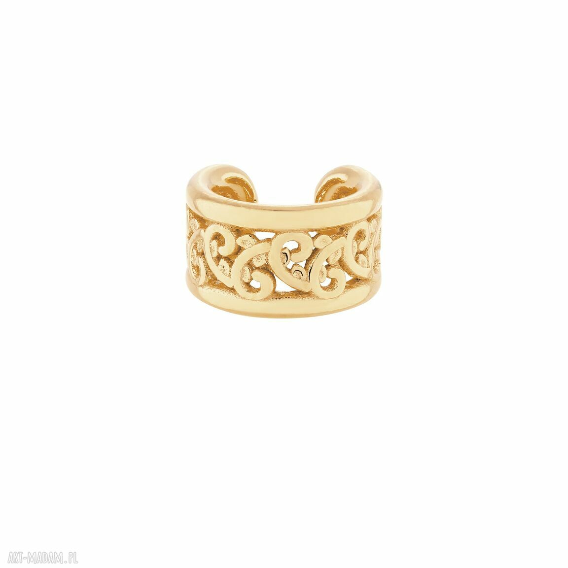 Złota wzorzysta nausznica ażurowa naucho ozdoba wzorki pozłacana