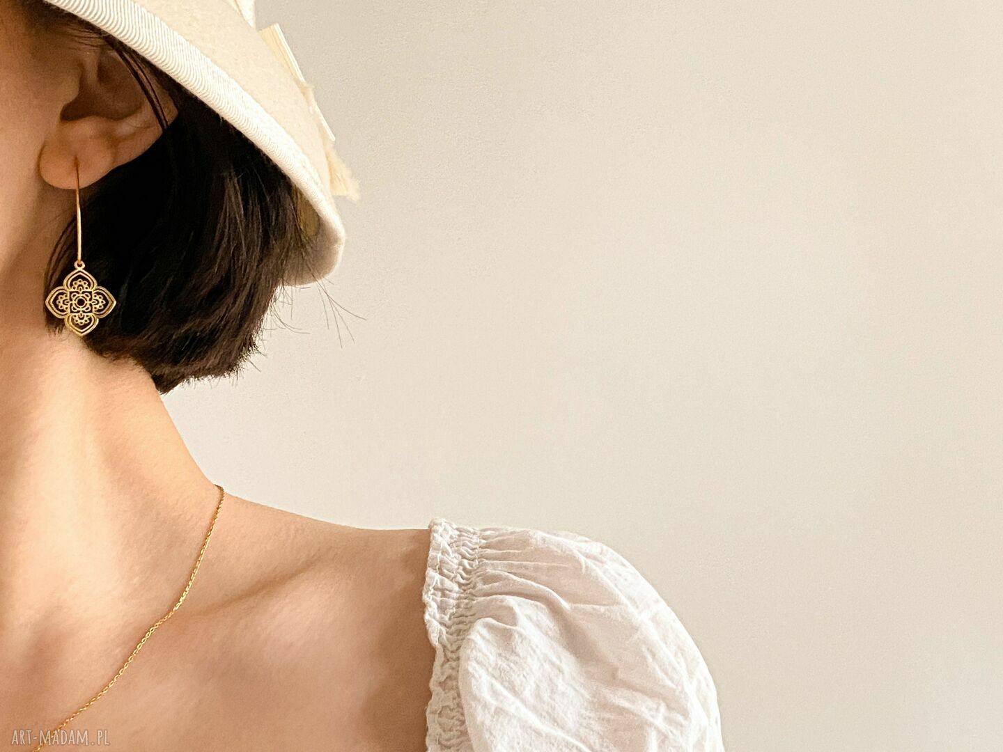 kolczyki: Kolczyki z różowego złota z rozetami HandMade