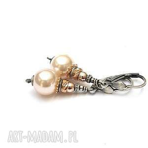 nude pearls rose gold - kolczyki