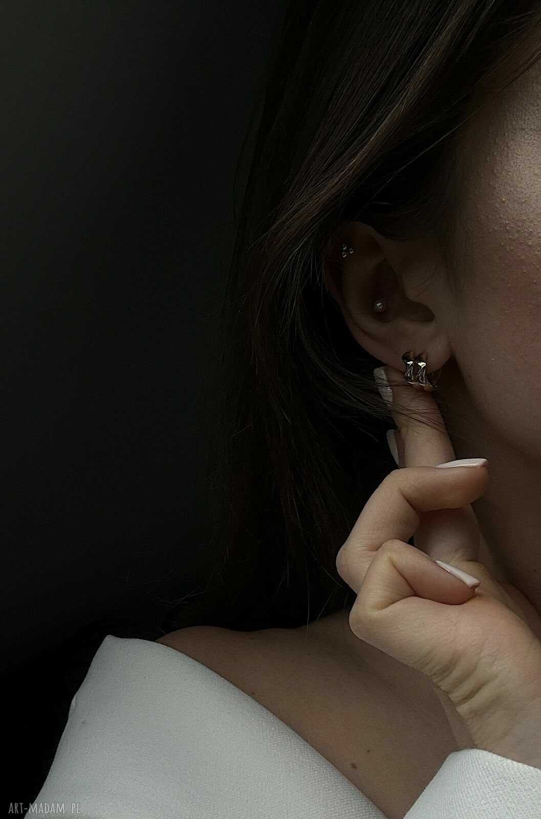 kolczyki: Złote kolczyki falowane koła HandMade