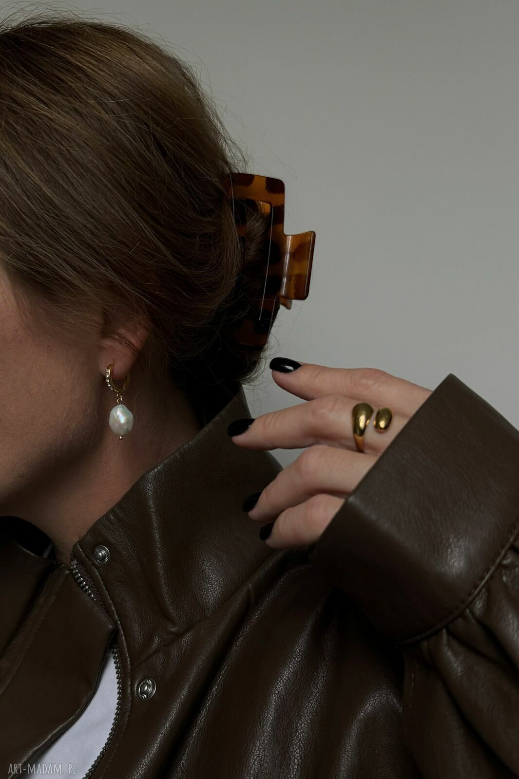 kolczyki: Złote kolczyki z perłami i kryształkami Preciosa Hand Made