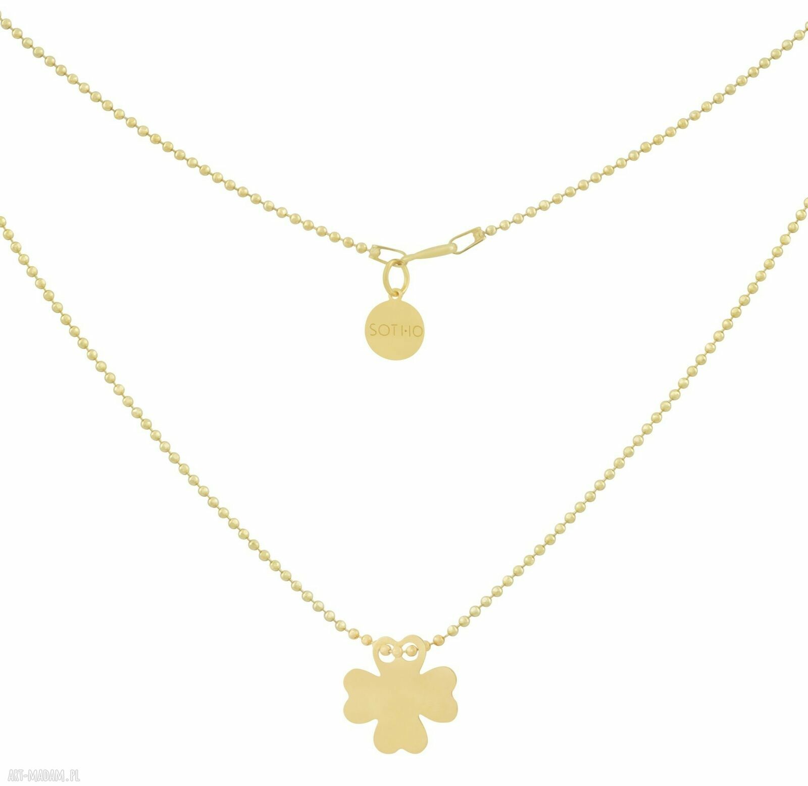 Złoty naszyjnik koniczynką pozłacane symbol elegancka