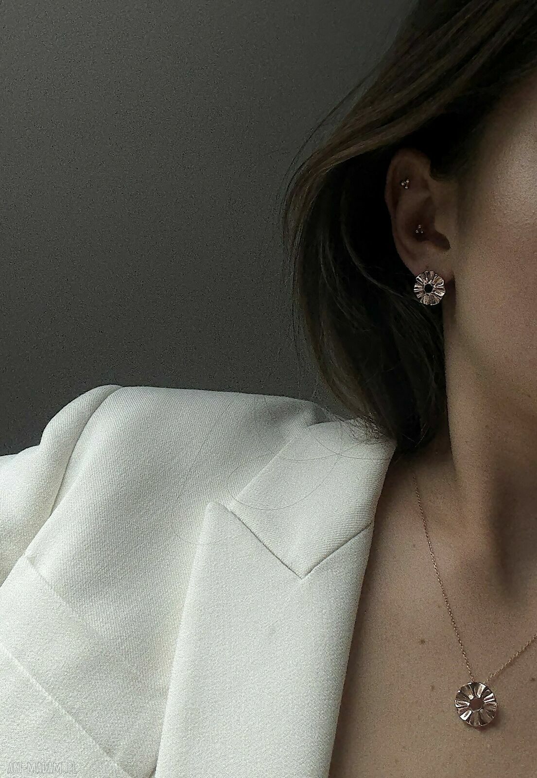 kolczyki: Kolczyki wachlarze z różowego złota Autorskie