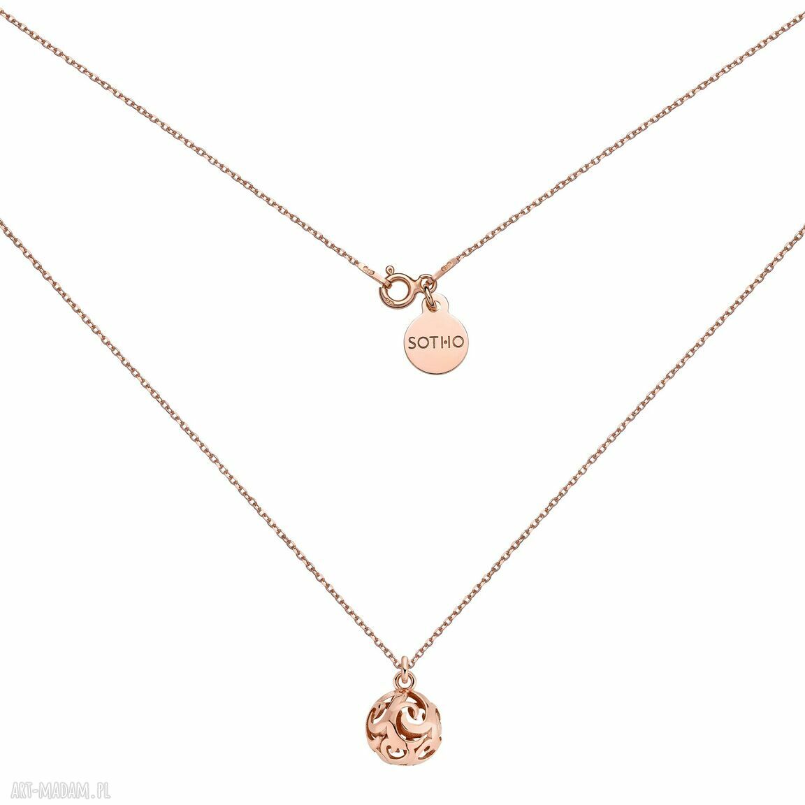 Naszyjnik z kulą z różowego złota - srebro 925 powlekane 24K Rose Gold