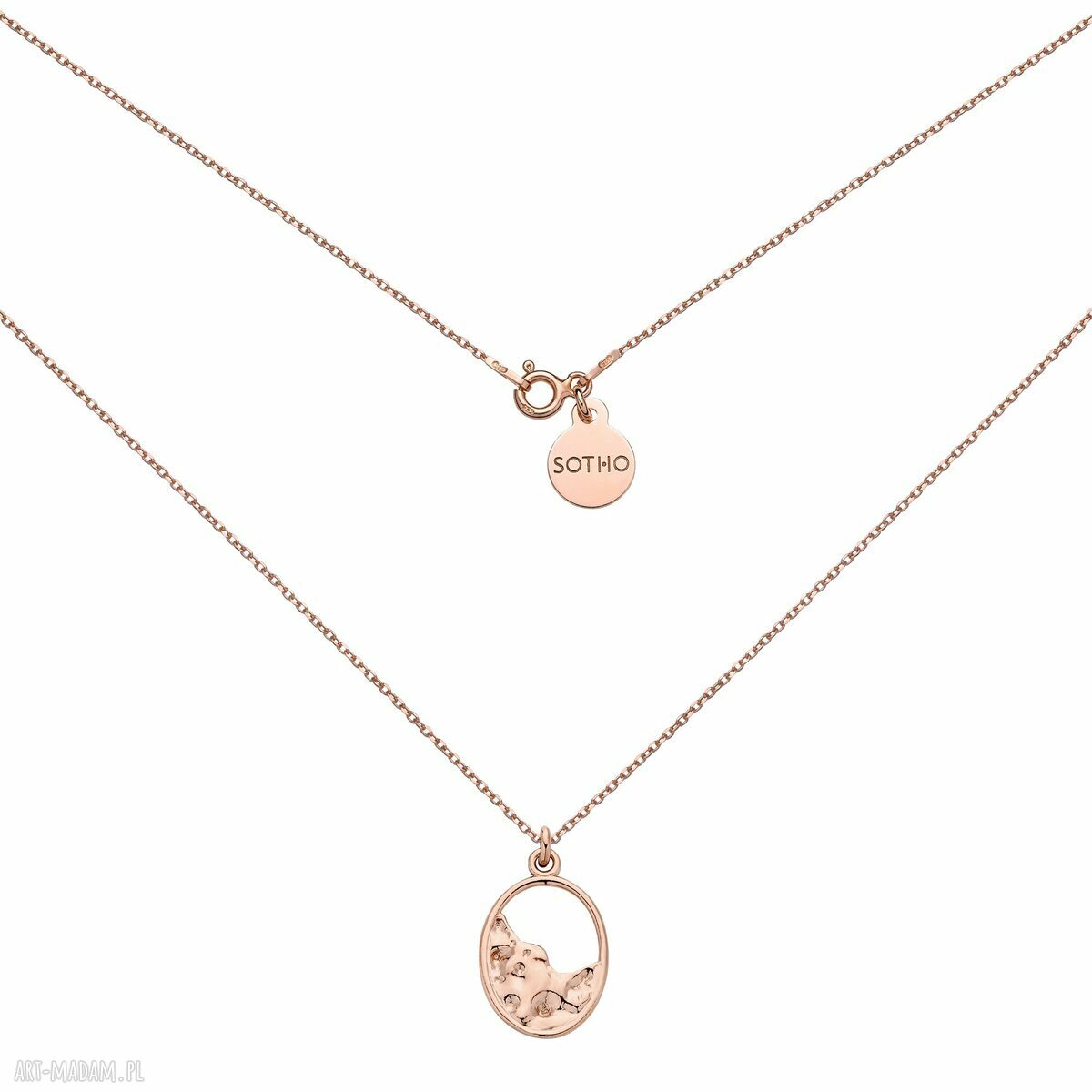 Naszyjnik ozdobną zawieszką różowego złota elegancki pozłacany