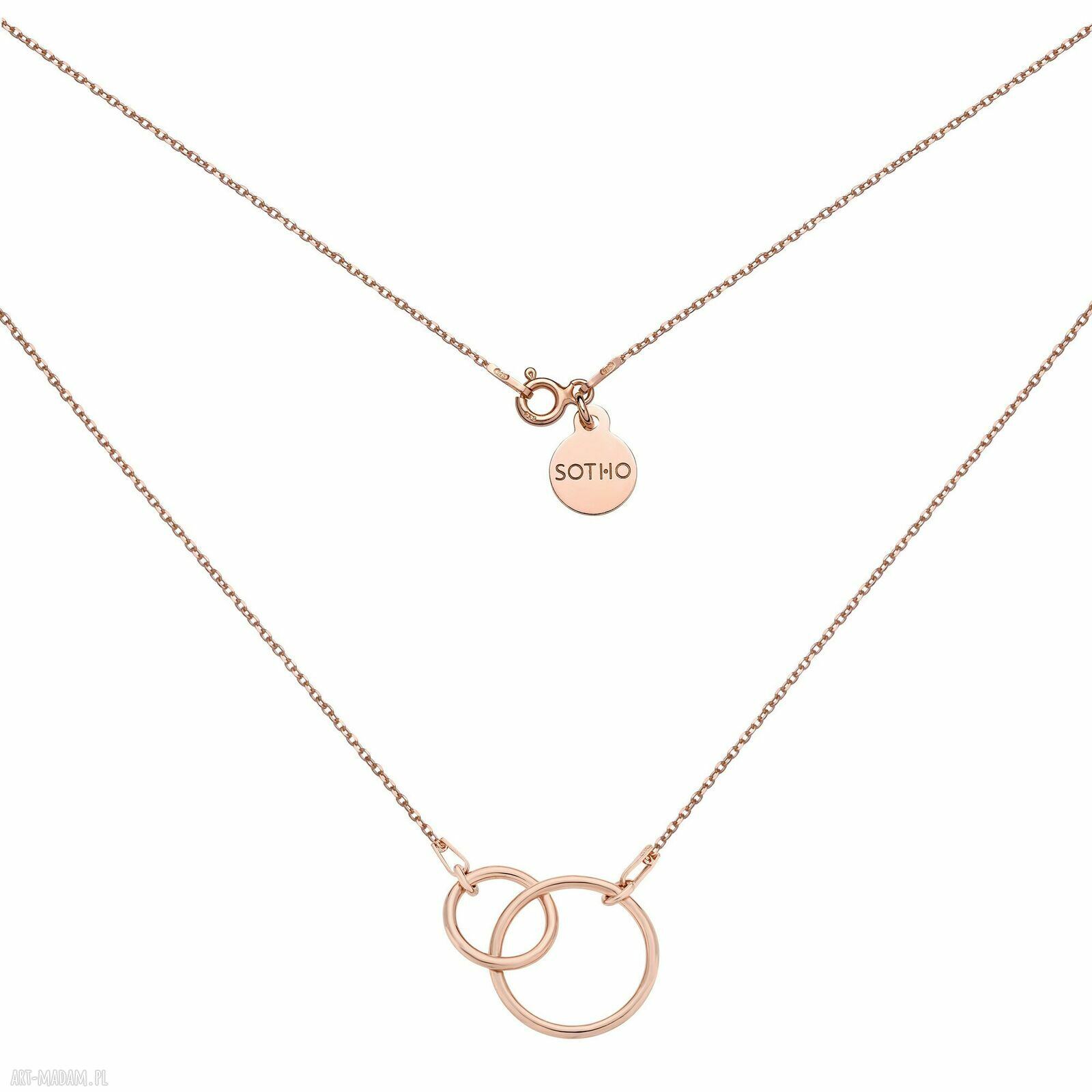 Naszyjnik różowego złota dwoma kołami koła karmy kółeczka