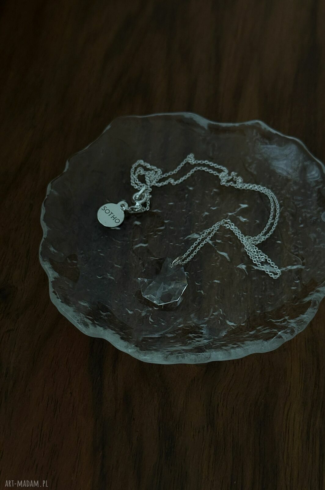 naszyjniki: Srebrny naszyjnik z bezbarwnym kryształem SWAROVSKI® CRYSTAL ręcznie robione