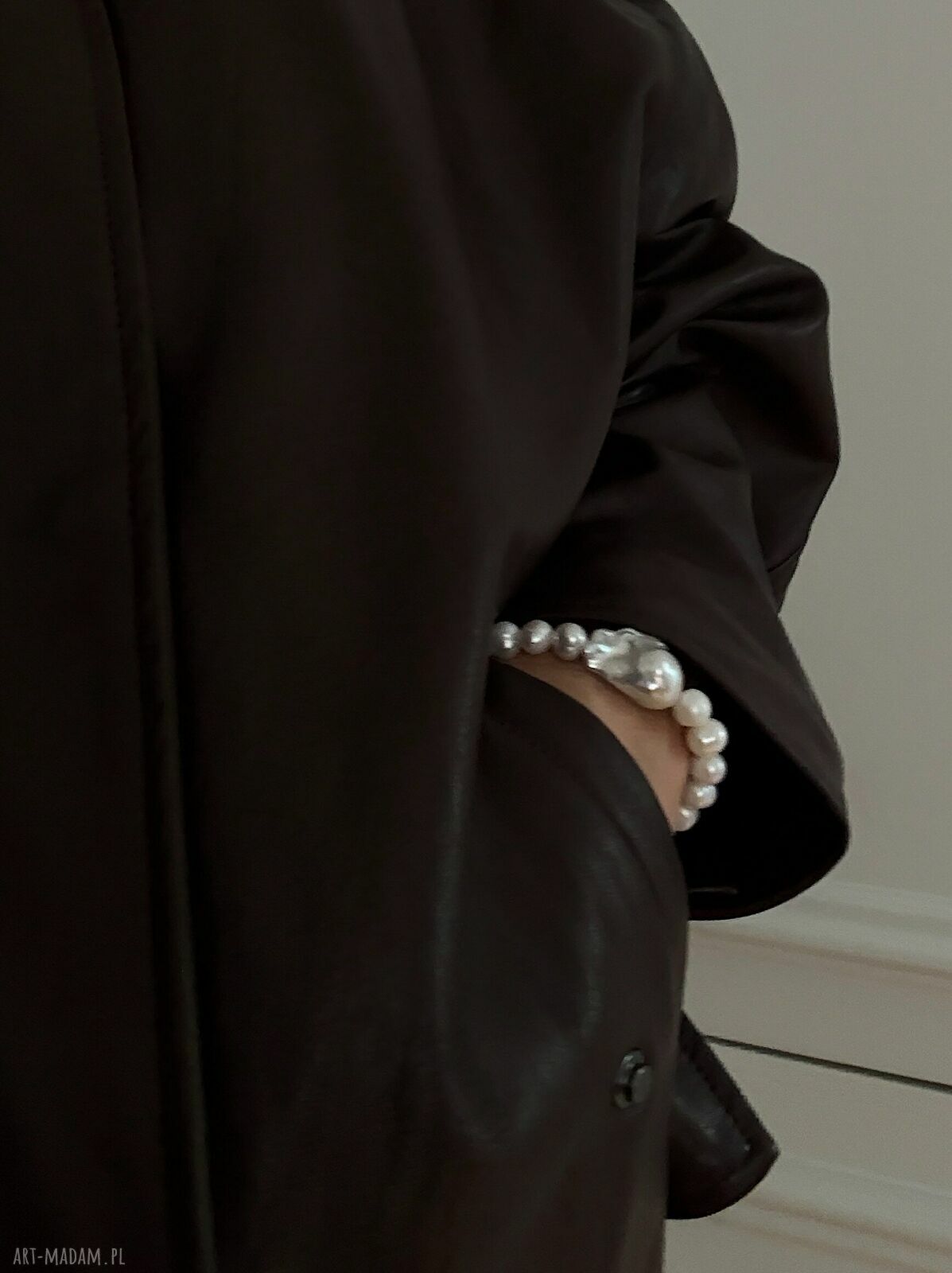 bransoletki: Złota bransoletka z pereł naturalnych z barokową perłą hand made