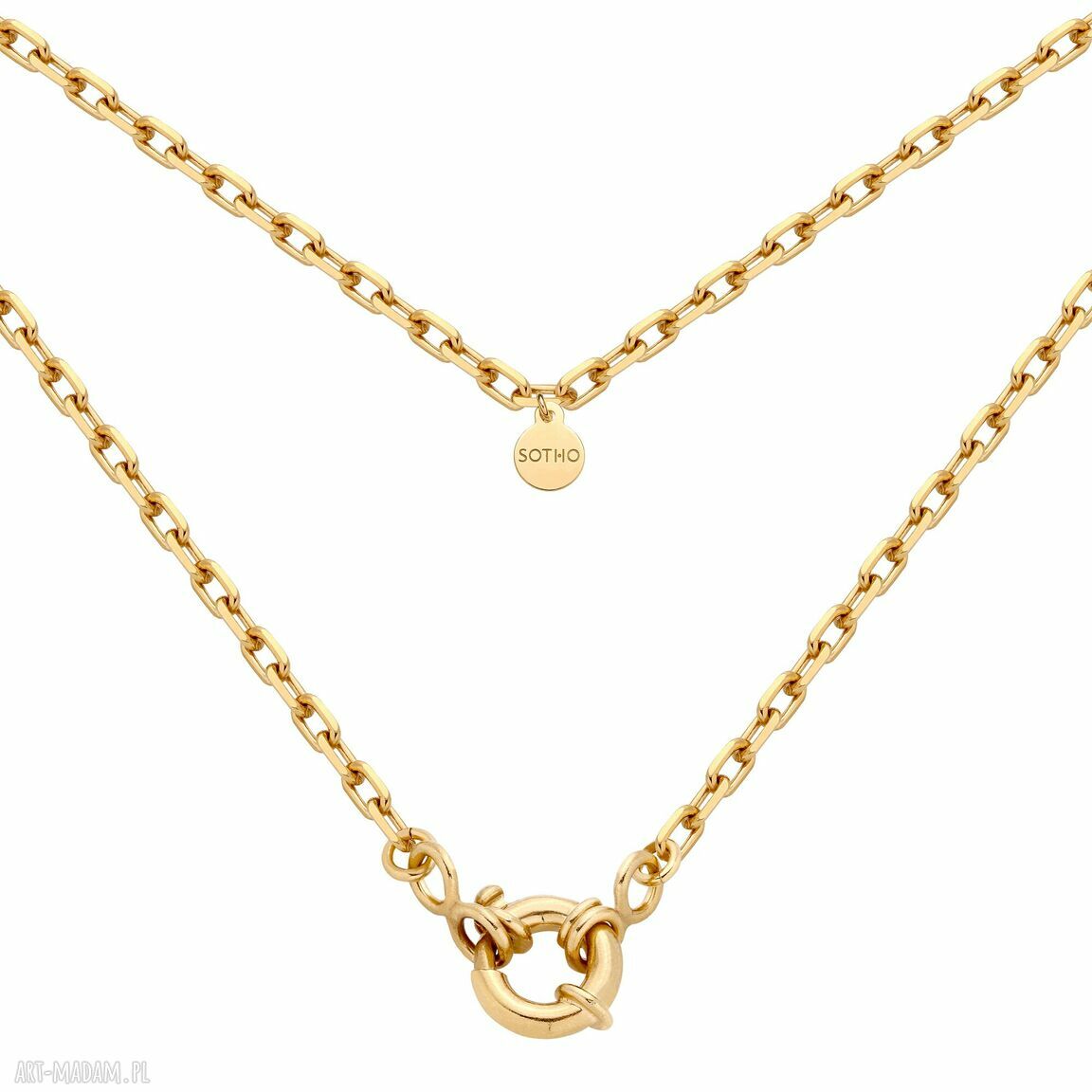 Złoty łańcuch ozdobnym zapięciem zapięcie masywny gruby ozdobne