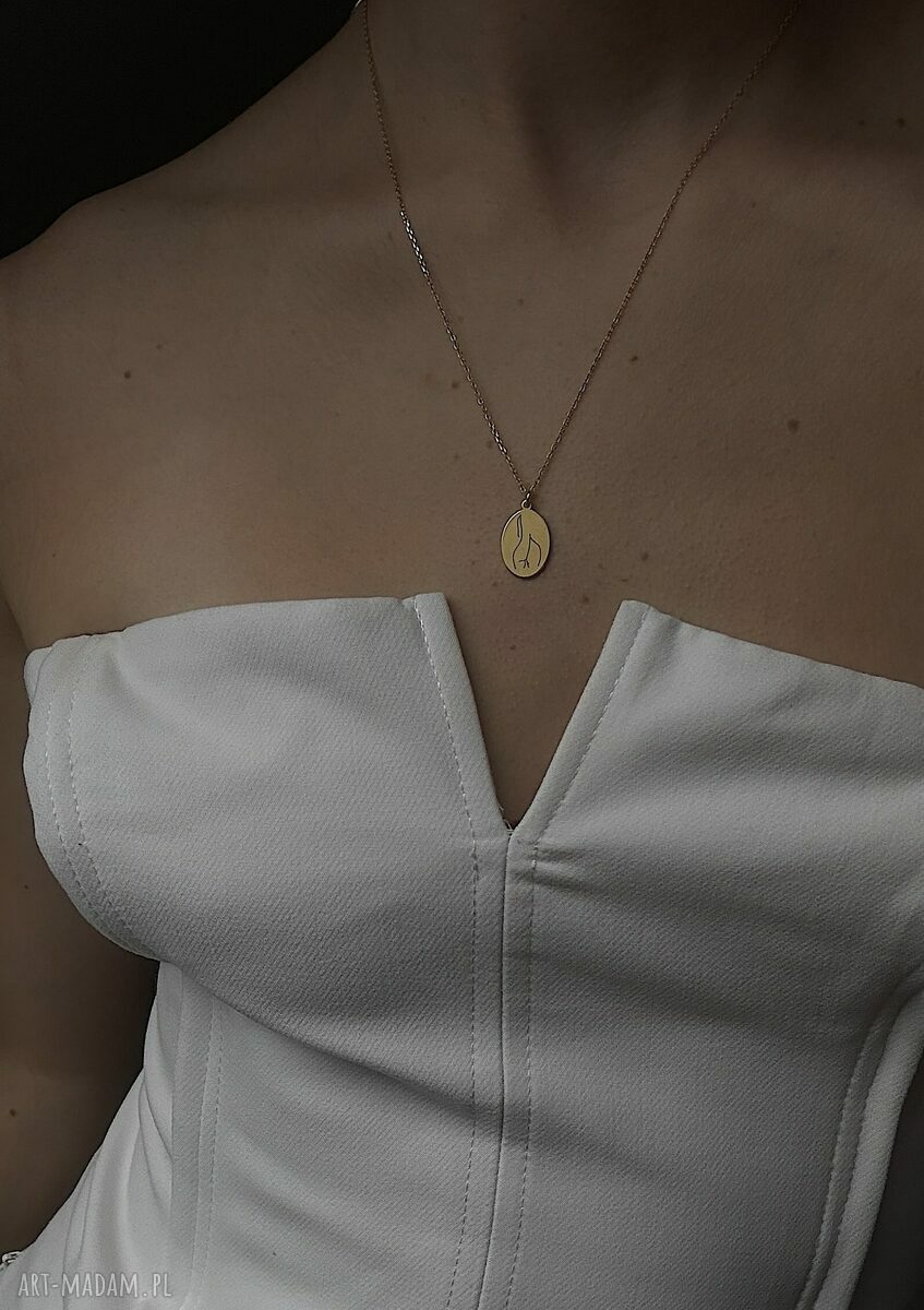 naszyjniki: Złoty medalion Body N°7 Ręcznie zrobione
