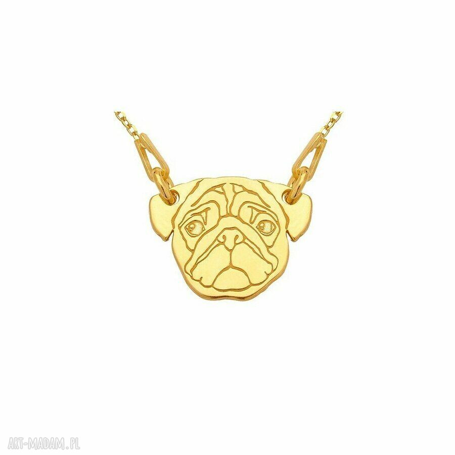 naszyjniki: ZŁOTY NASZYJNIK Z MOPSEM Handmade
