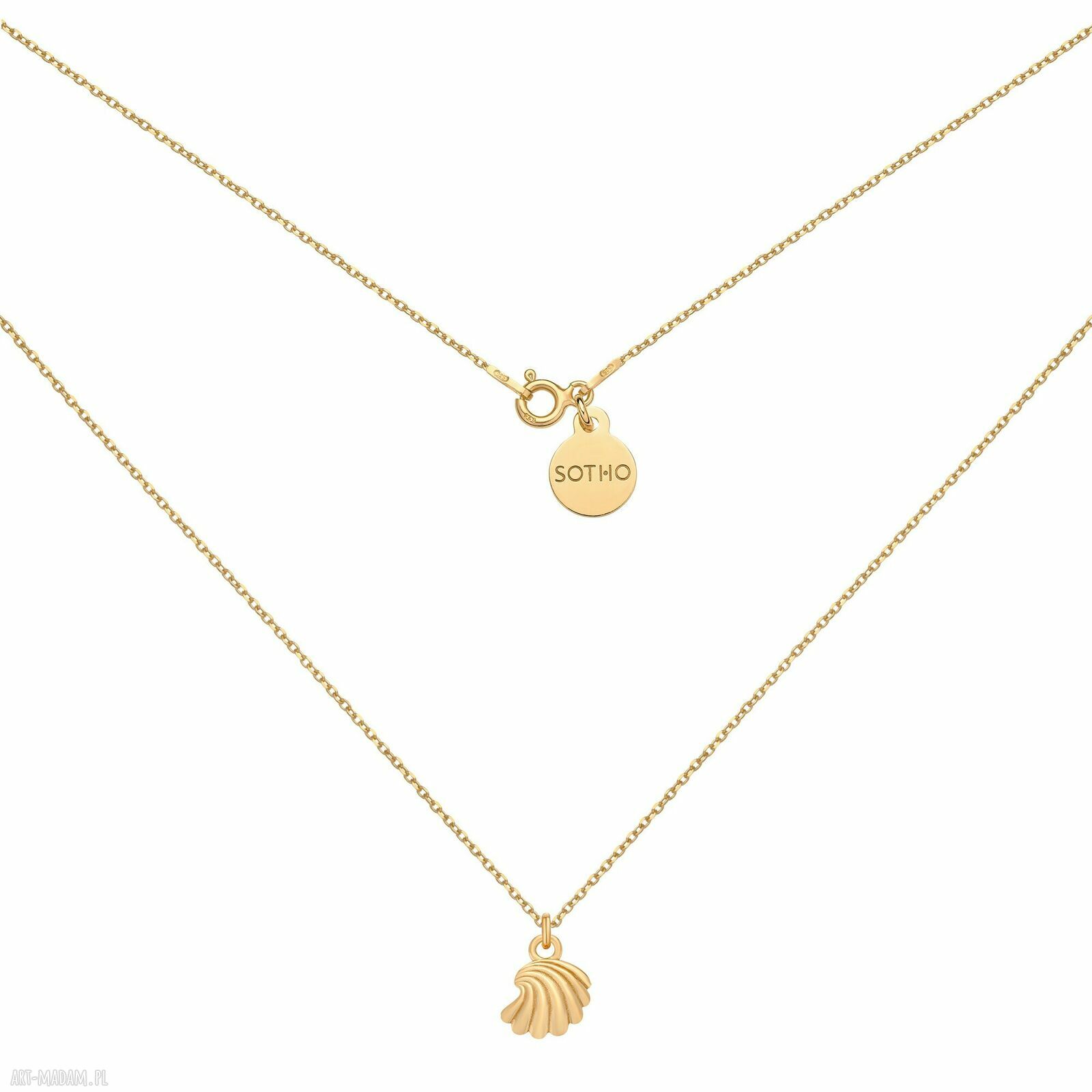 Złoty naszyjnik muszelka pozłacany muszlą całość