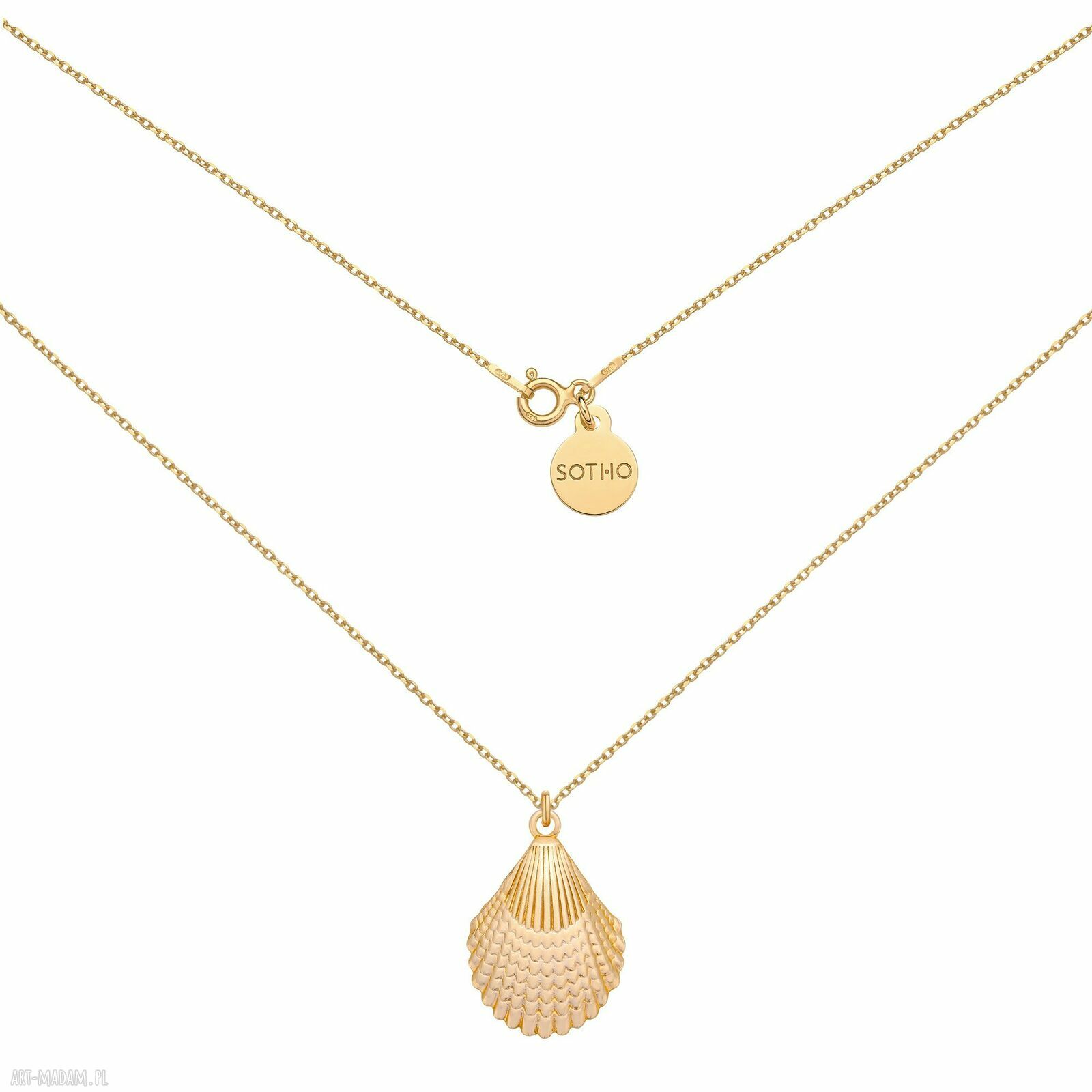 Złoty naszyjnik muszla muszelka łańcuszek pozłacany całość