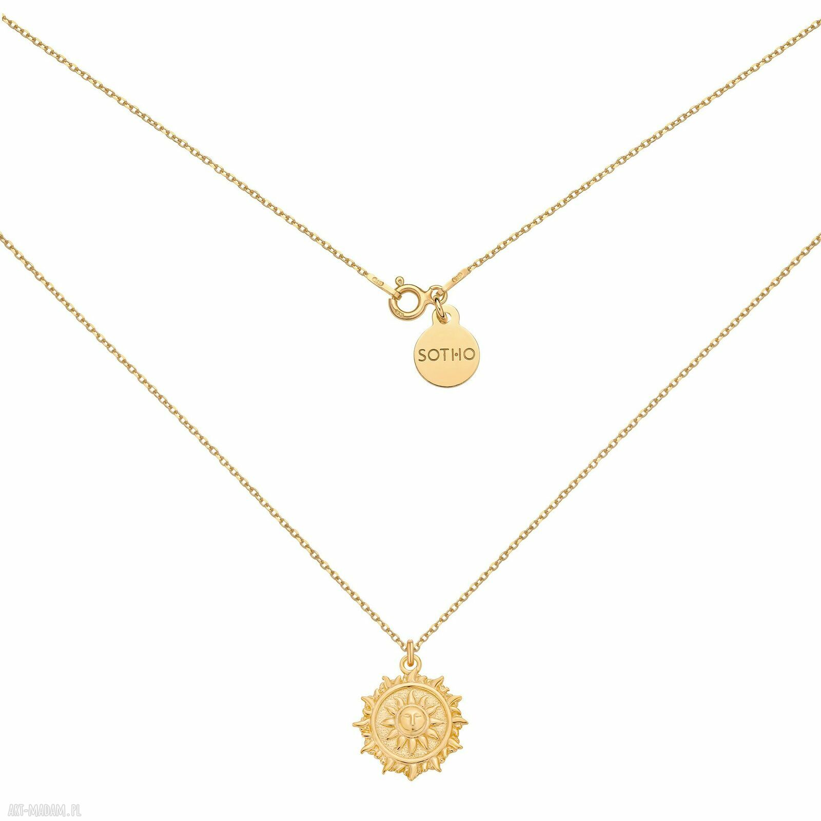 Złoty naszyjnik słońcem słońce słoneczko sun pozłacany sotho