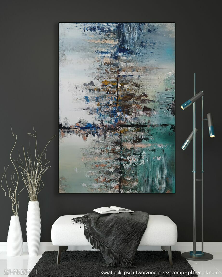 Pozytywna Abstrakcja 70x140 cm - obraz na płótnie, ręcznie malowany w akrylu (bez ramy)