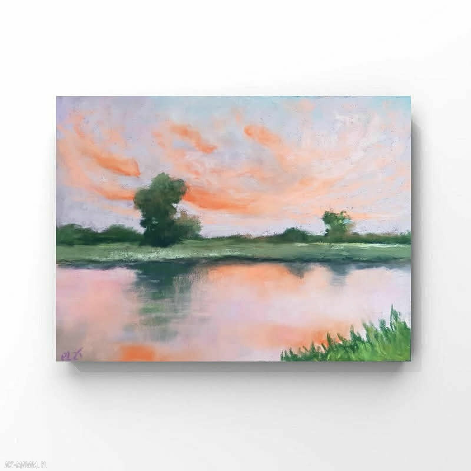 Pejzaż w pastelach suchych 18x24 cm - ręcznie wykonany (bez ramy)
