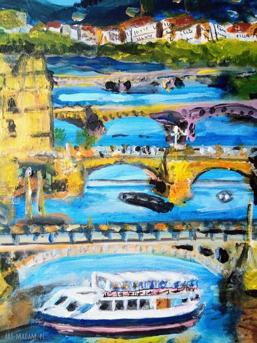 Obraz Praga - ręcznie malowany akryl i tempera na płótnie 50x40 cm