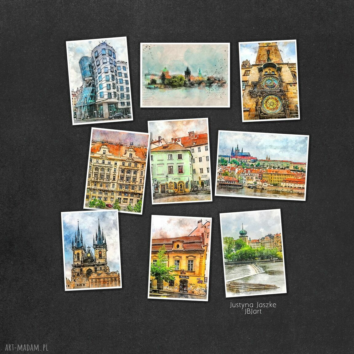 Praga w akwareli - zestaw 9 grafik 13x18 cm
