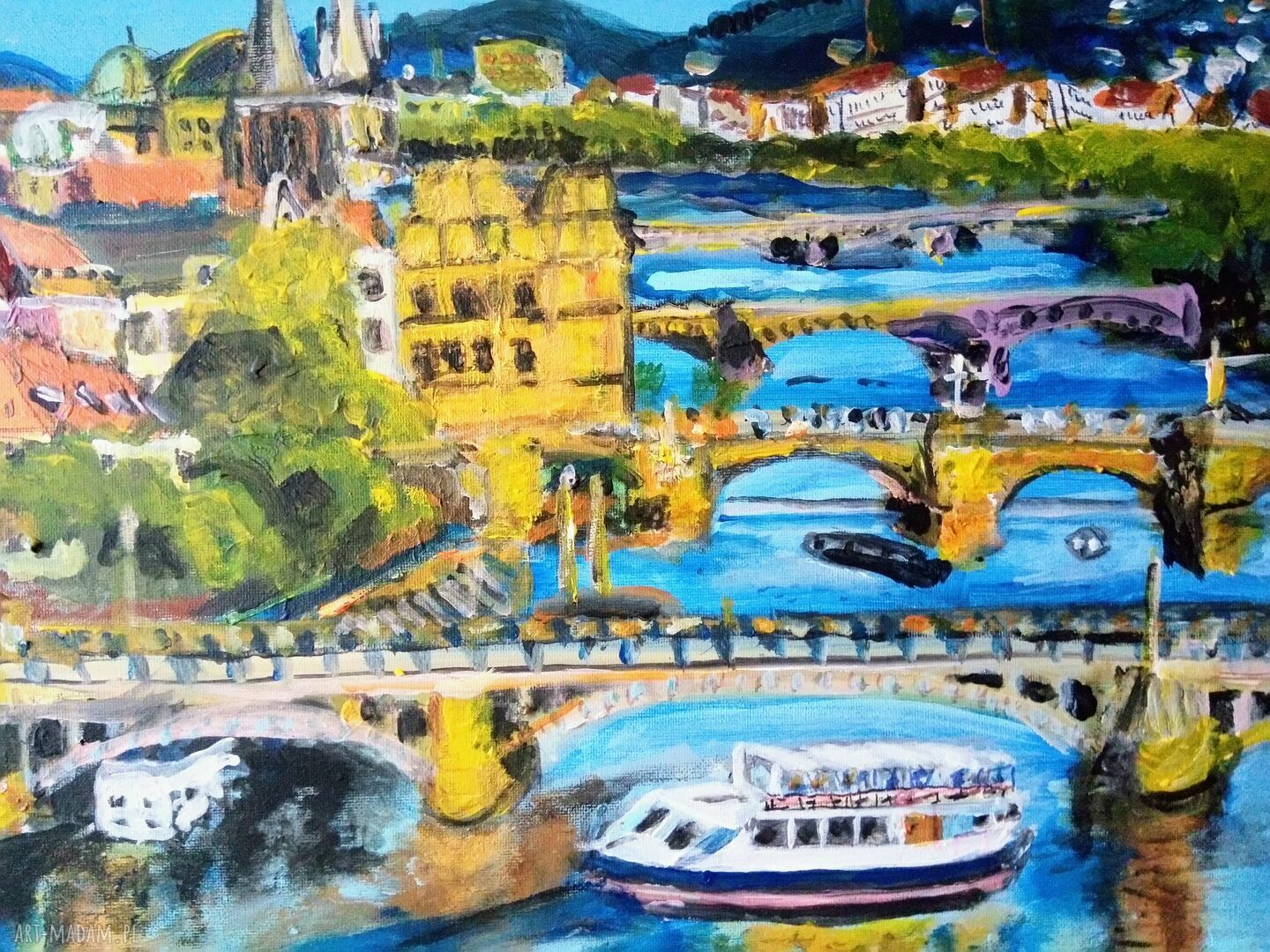 Obraz Praga - ręcznie malowany akryl i tempera na płótnie 50x40 cm