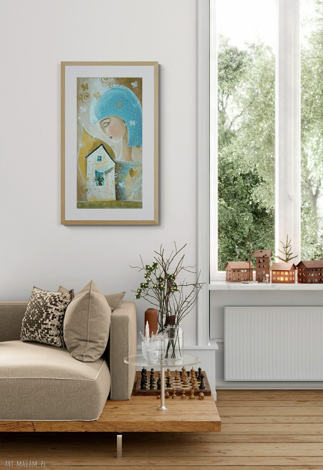 Obraz giclee z aniołem stróżem - Prawdziwy dom zawsze ma otwarte serce