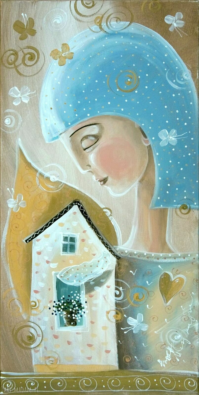 Obraz giclee z aniołem stróżem - Prawdziwy dom zawsze ma otwarte serce