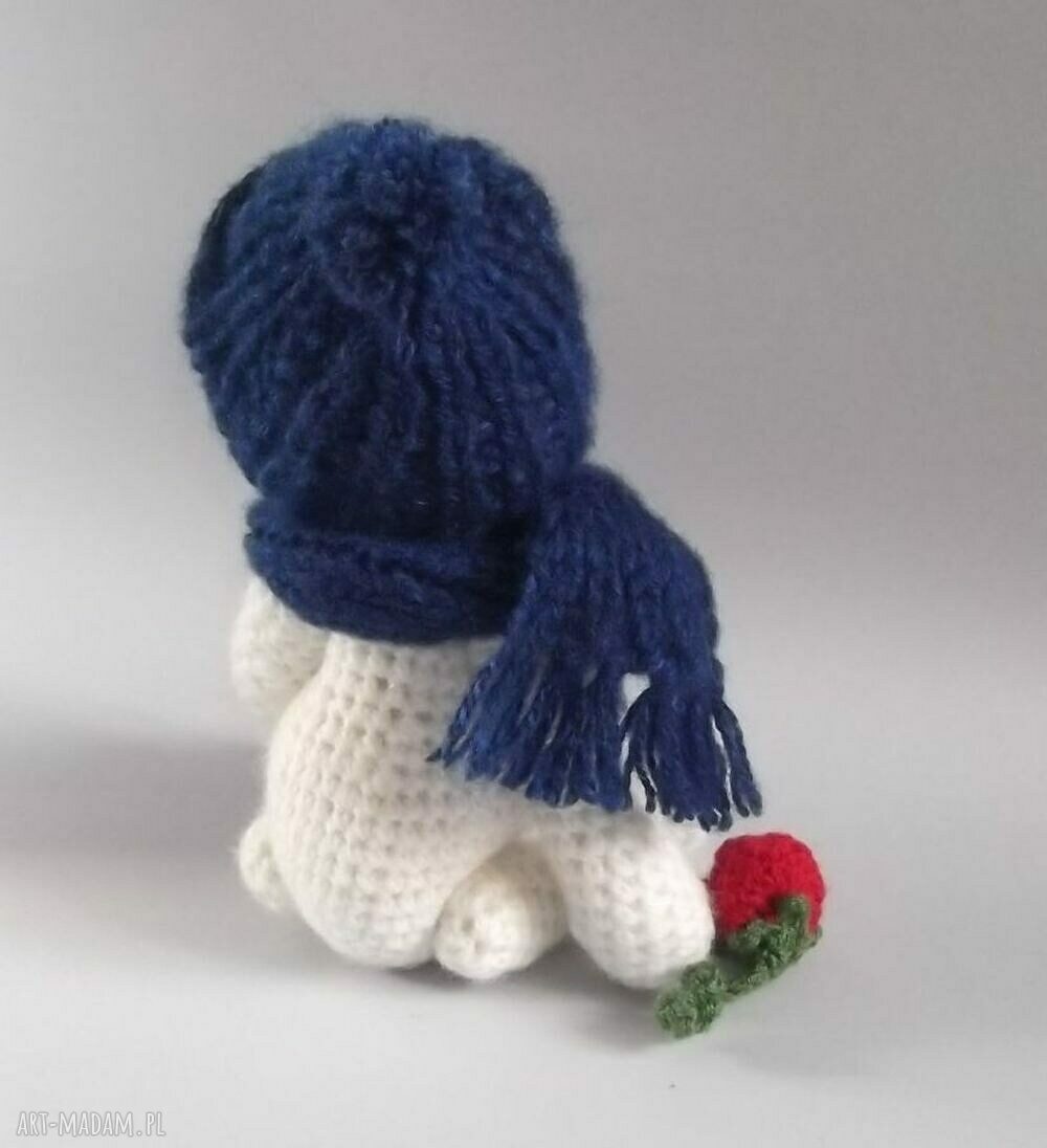 Imienny miś Aleksander (33 cm) - maskotka szydełkowa na prezent