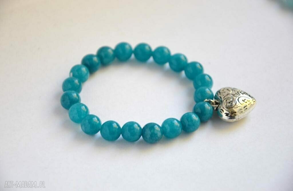 Bracelet by SIS: serce w jadeicie morkim