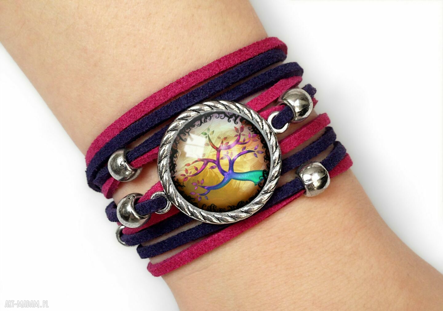 Bransoletka jesienne drzewo fuksja drzewko prezent ręcznie