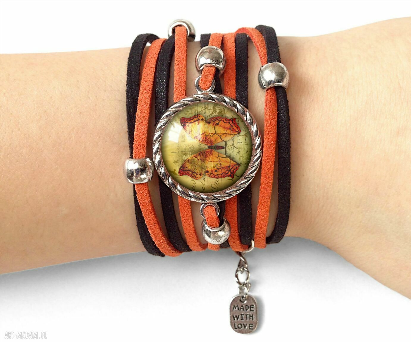 Bransoletka motyl vintage motylkiem prezent rudy ręcznie robiona