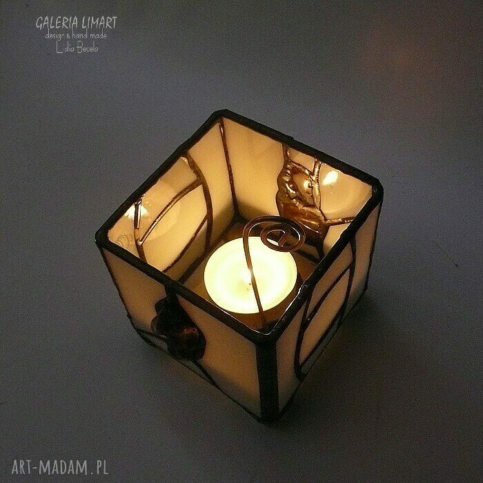 PREZENT. Bursztynowy. Lampion -świecznik