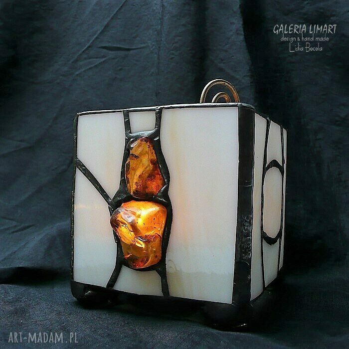 PREZENT. Bursztynowy. Lampion -świecznik