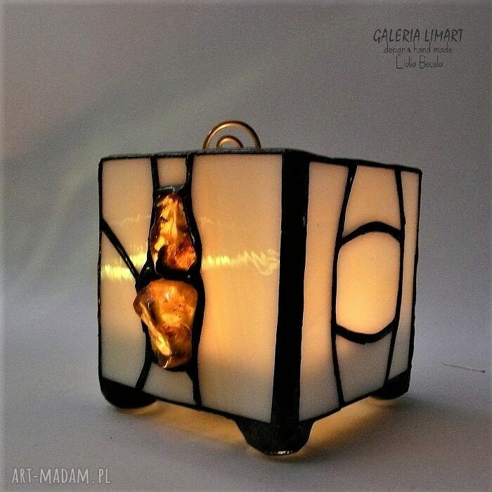 PREZENT. Bursztynowy. Lampion -świecznik