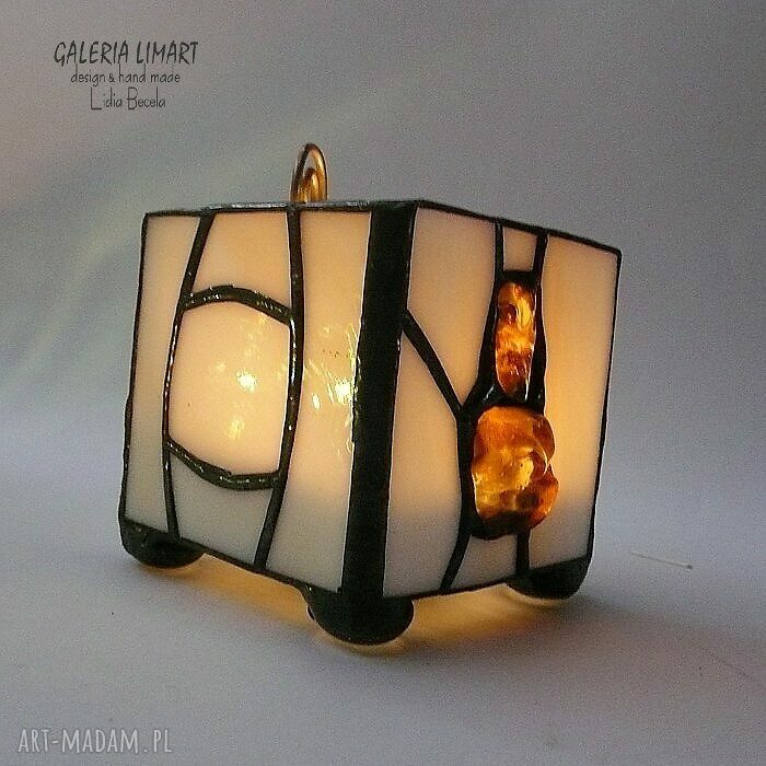 PREZENT. Bursztynowy. Lampion -świecznik