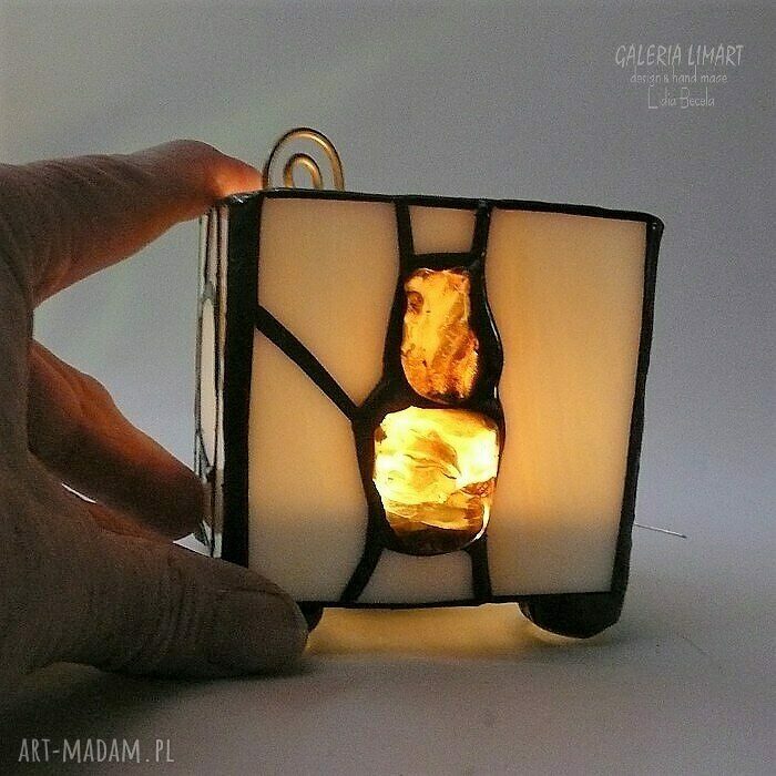 PREZENT. Bursztynowy. Lampion -świecznik